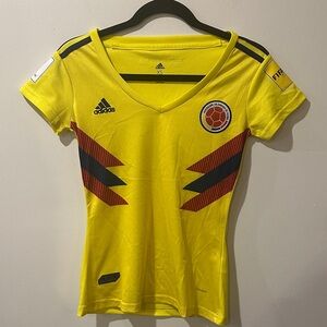 2018 FIFA Adidas Colombia Yellow Soccer Jersey